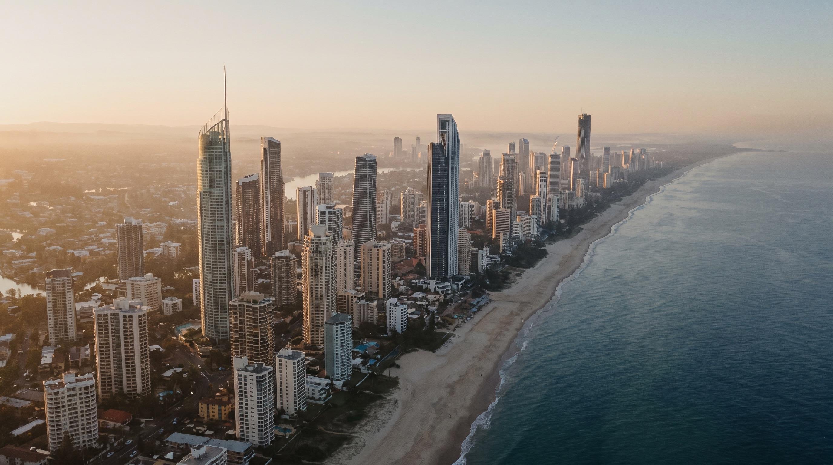 The Gold Coast skyline at golden hour